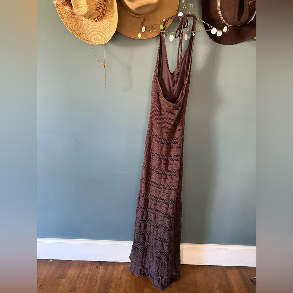 Vintage Moda international Victoria’s Secret Crochet Halter Maxi Dress sz small - Picture 3 of 8